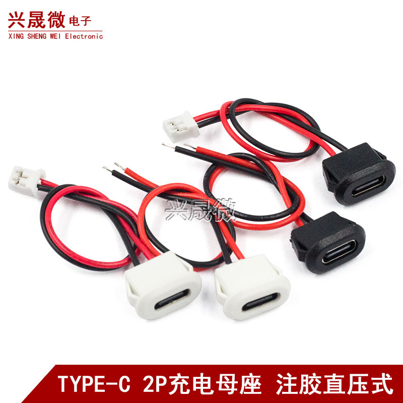 Type-c หญิงที่นั่ง 2P กาวฉีดโดยตรงความดันโคมไฟตั้งโต๊ะ typec พอร์ตชาร์จรถยนต์ไฟฟ้าขั้วต่อ usb รถยนต์