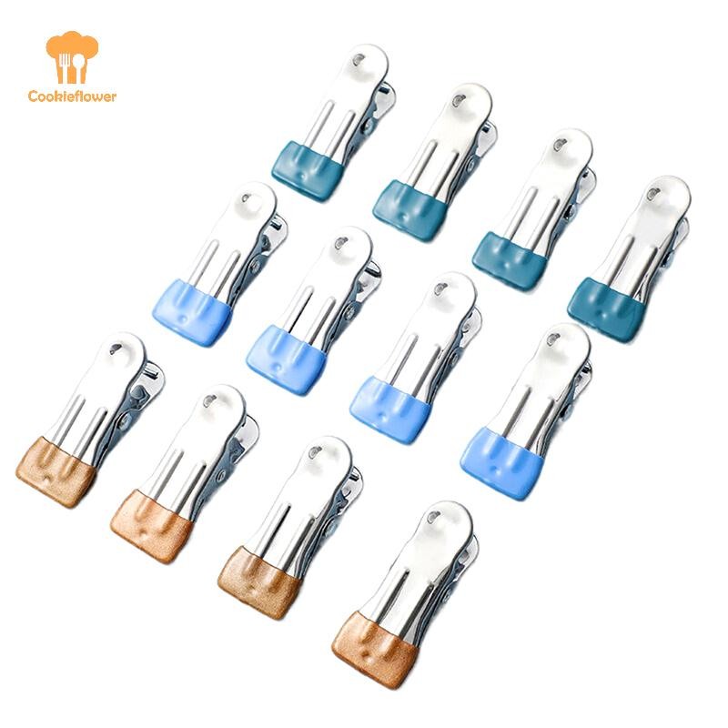 CKFR 10 ชิ้นสแตนเลสเสื้อผ้า Peg ในครัวเรือนอเนกประสงค์คลิปปิดผนึก Windproof Non Slip Trace Fixed Clamp Airing ที่หนีบผ้าใหม่