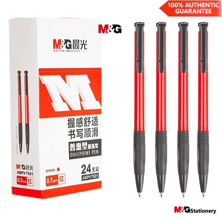 M&g ปากกาลูกลื่น 0.7 หัวกระสุน สีแดง ขนาดกลาง สําหรับสํานักงาน นักเรียน DIY 1 ชิ้น M และ G