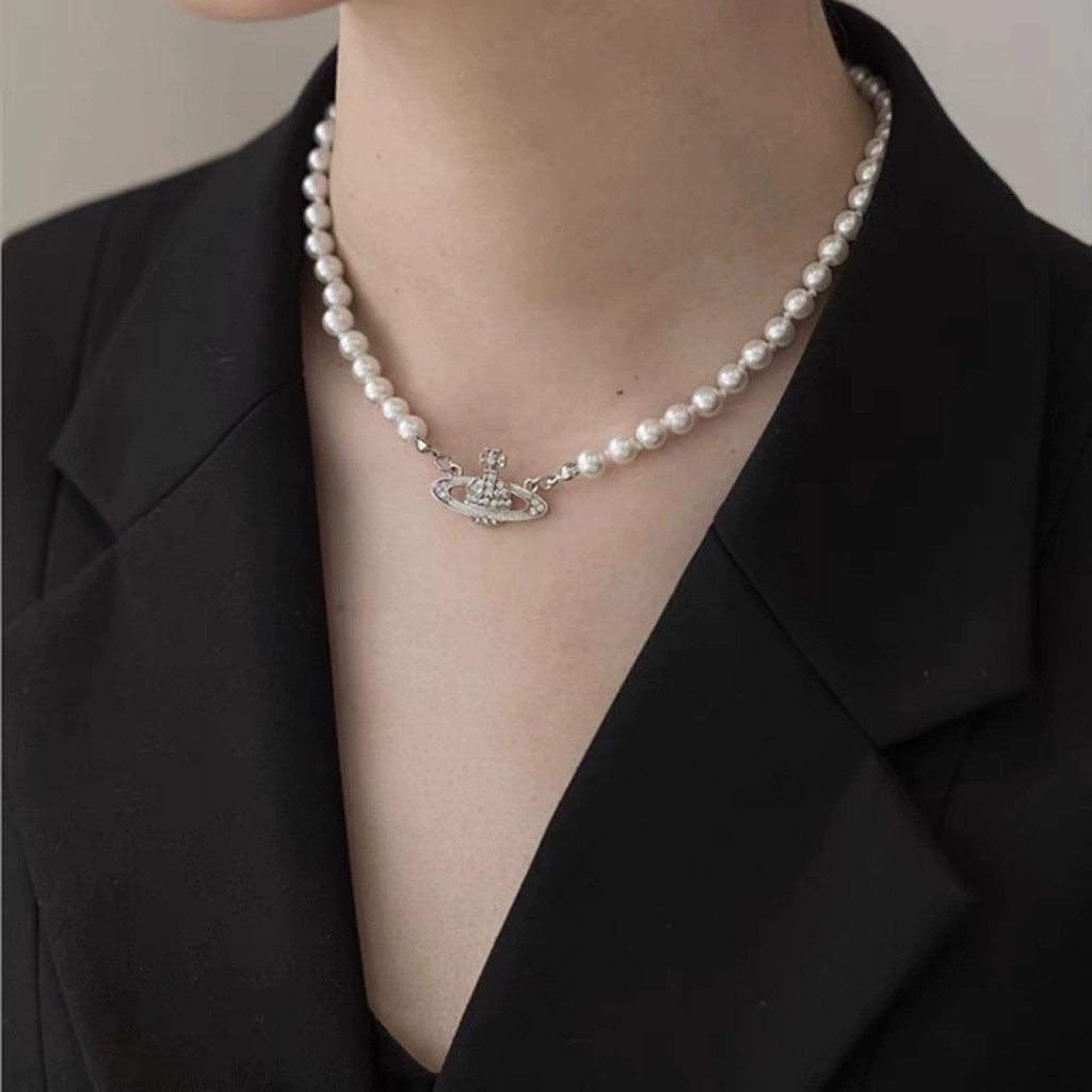 ย้อนยุคแฟชั่นแบรนด์เพชรดาวเสาร์สร้อยคอมุกหญิงสุทธิดาราแสงหรูหราราชินีแม่เพชรเต็มดาวเคราะห์สร้อยคอกระดูกไหปลาร้า - รูปที่ 2