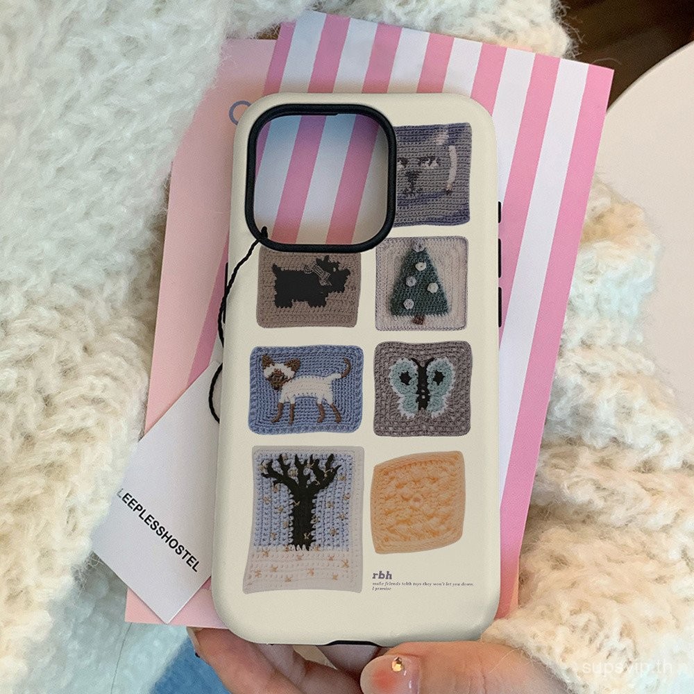 เคสแข็งสองชั้นเคสป้องกันการตกลายการ์ตูนขนสัตว์ลายสัตว์สำหรับ iPhone 11PROMAX IP 16PROMAX 16 15 14 13 12 PRO MAX XR 7plus 14PROMAX 14PLUS vjkx