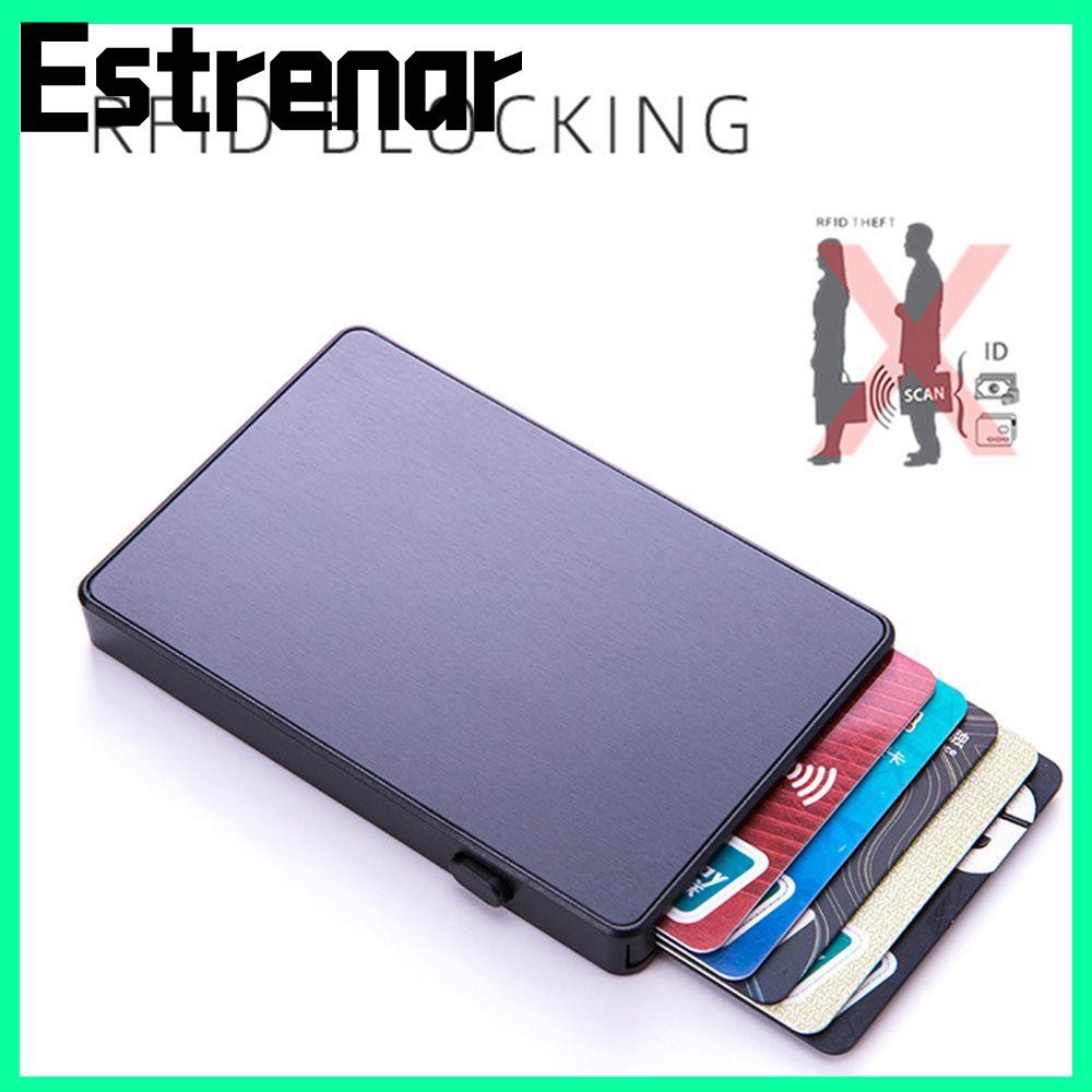 Estrenar ผู้ถือบัตรเครดิตอลูมิเนียม Slim Business Men Anti Theft Ultra Thin กระเป๋าผู้ชาย RFID Blocking