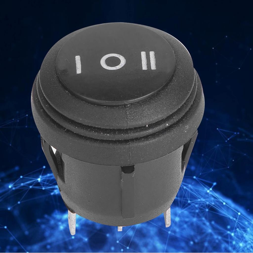 5 ชิ้น 3 ตำแหน่ง ON/OFF/ON สีดำ Round Rocker Switch Pin 10A/125V 6A/250V