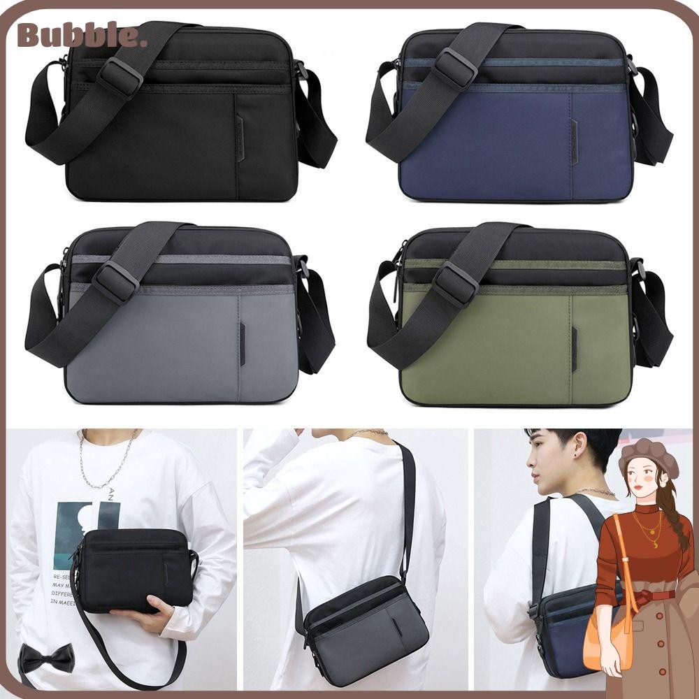 Bubble Business Crossbody Bag, Large Capacity Nylon Mens Shoulder Bag, Casual Multilayer Lightweight Wear-resistant Travel Knapsack