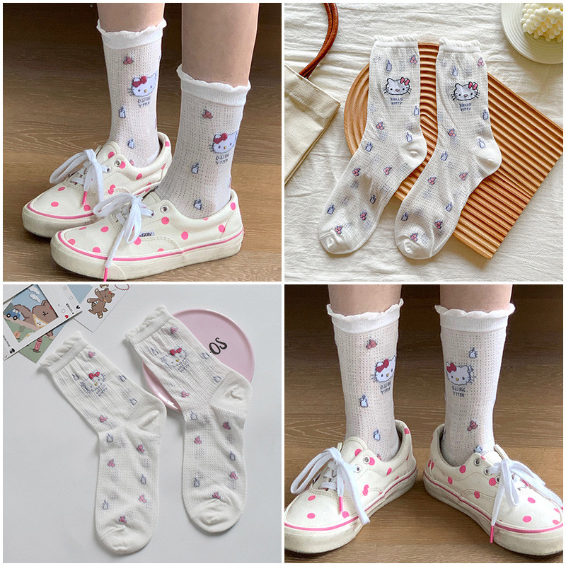 ถุงเท้าลายแมวคิตตี้ Mid-tube Sockings Girl Friend Gift Supplies