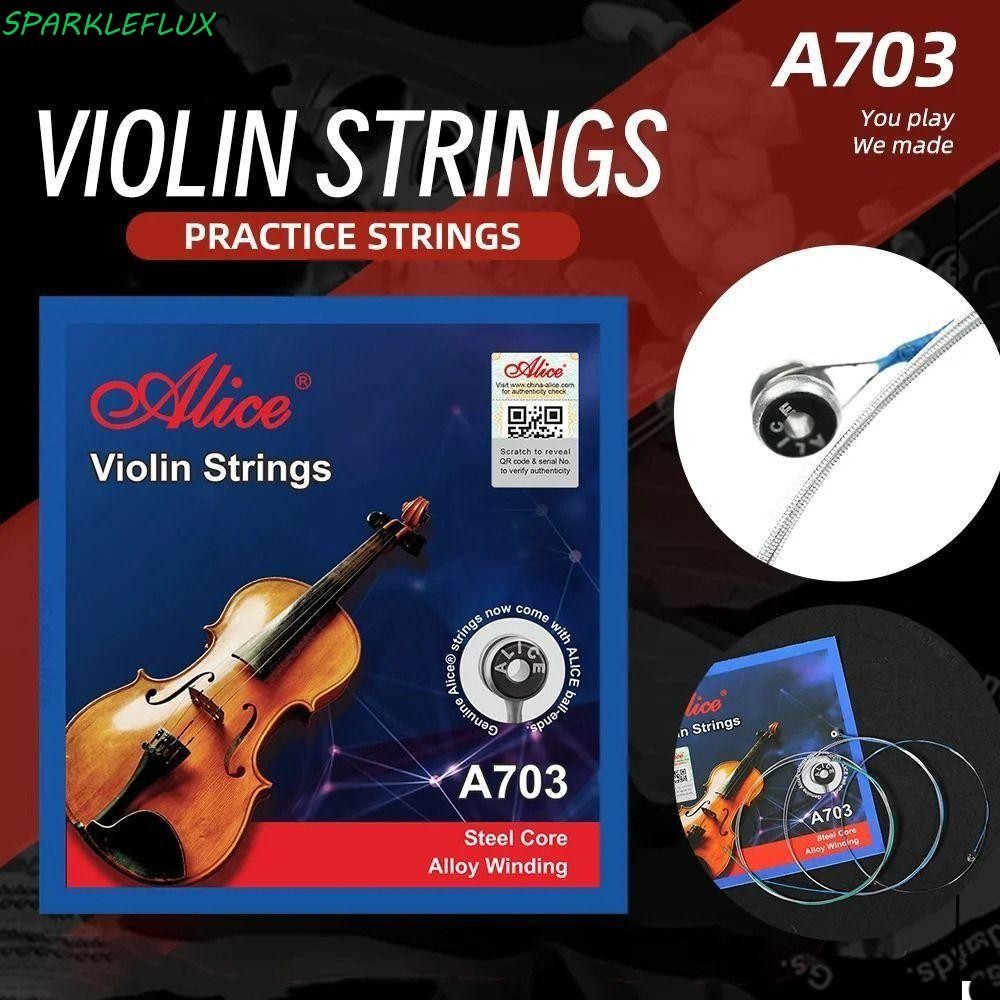 Sparkleflux A703 ไวโอลิน Strings, เปลี่ยน 4/4 3/4 1/2 1/4 1/8 Alice Strings, เครื่องดนตรี ED G Strings Winding Nickel String Fiddle String ไวโอลิน