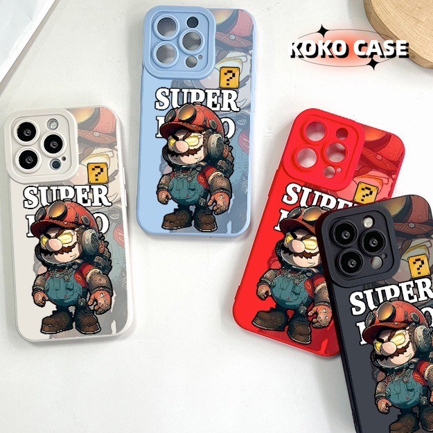 ใช้ได้กับ iPhone 11 14 12 13 15 Pro Max 14 15 plus 7 8 plus XR XSMAX SE เคสโทรศัพท์การ์ตูนมาริโอสไตล์
