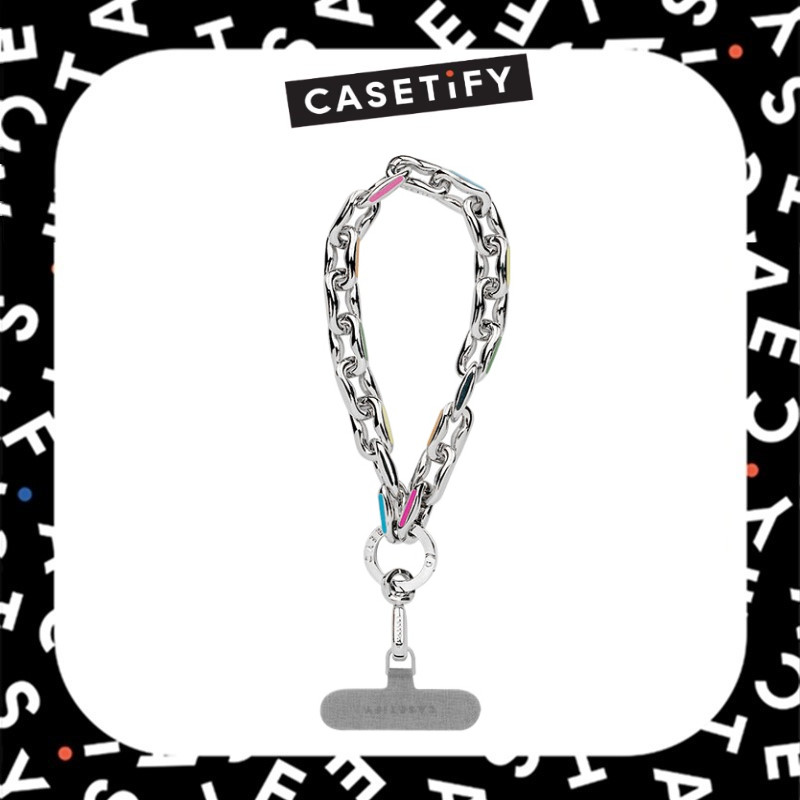 【Phone Charm】casetify สร้อยคอโทรศัพท์มุกสีรุ้ง - โซ่โลหะ - เชือกเส้นเล็กโทรศัพท์สากลเชือกเส้นเล็กโทรศัพท์มือถือ Airpods Pro เสน่ห์โทรศัพท์