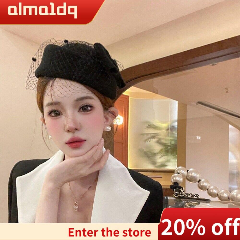 หมวกโบว์ ALMA1DQ พร้อมผ้าคลุมหน้า, หมวก Fascinator อารมณ์สบายๆ, หมวกอังกฤษเลดี้เจ้าสาวสไตล์อังกฤษ