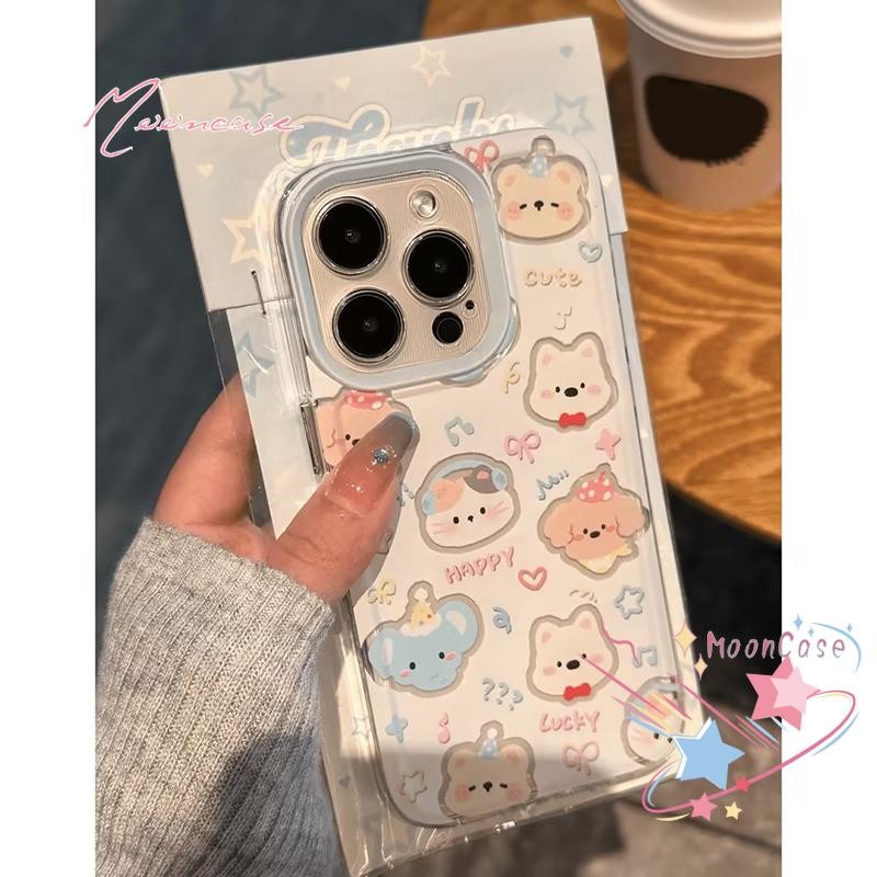 น่ารัก คิตตี้ เคสคู่ เคสไอโฟน11สำหรับ เคส IPhone 13 14 12 15 11 16 Pro Max X XR XS Max 7 8 Plus SE 2020 โปร่งใส เคส