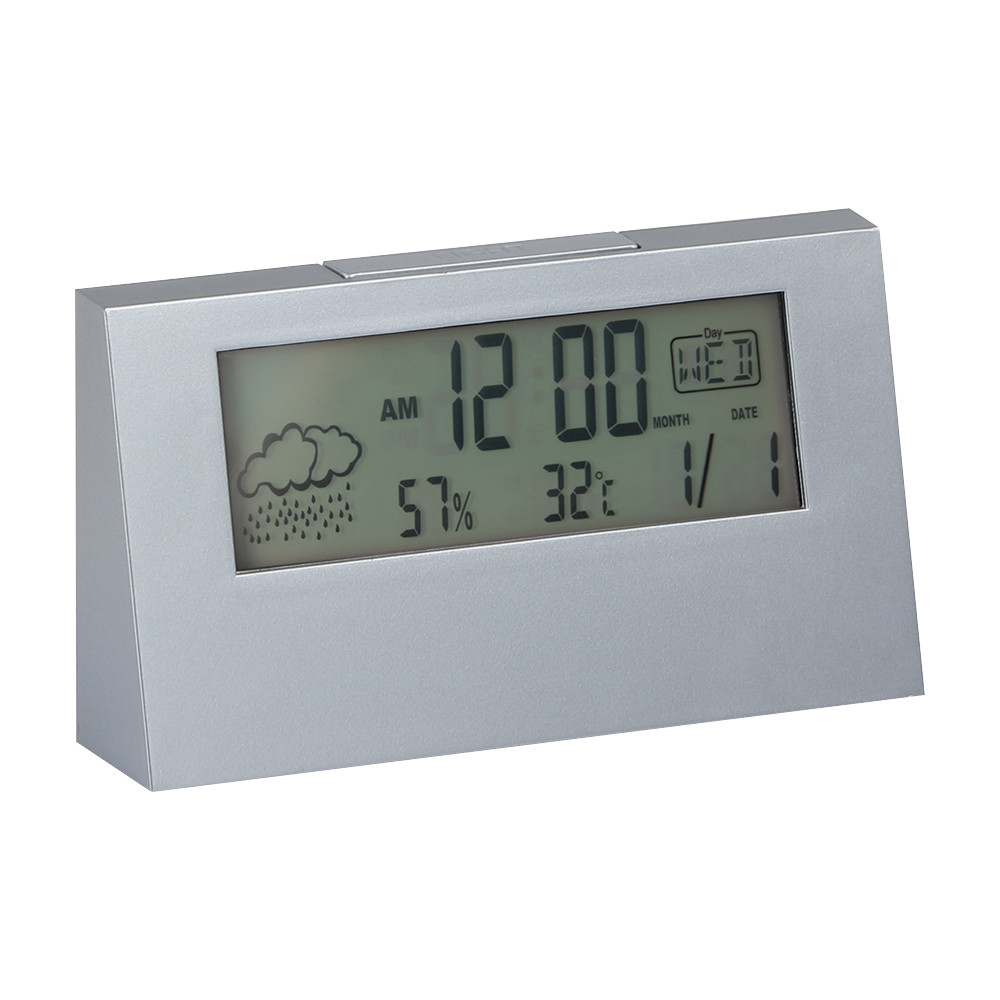INDEX LIVING MALL นาฬิกาปลุกหน้าจอ LCD รุ่นกาด็อท ขนาด 3 นิ้ว - สีเงิน
