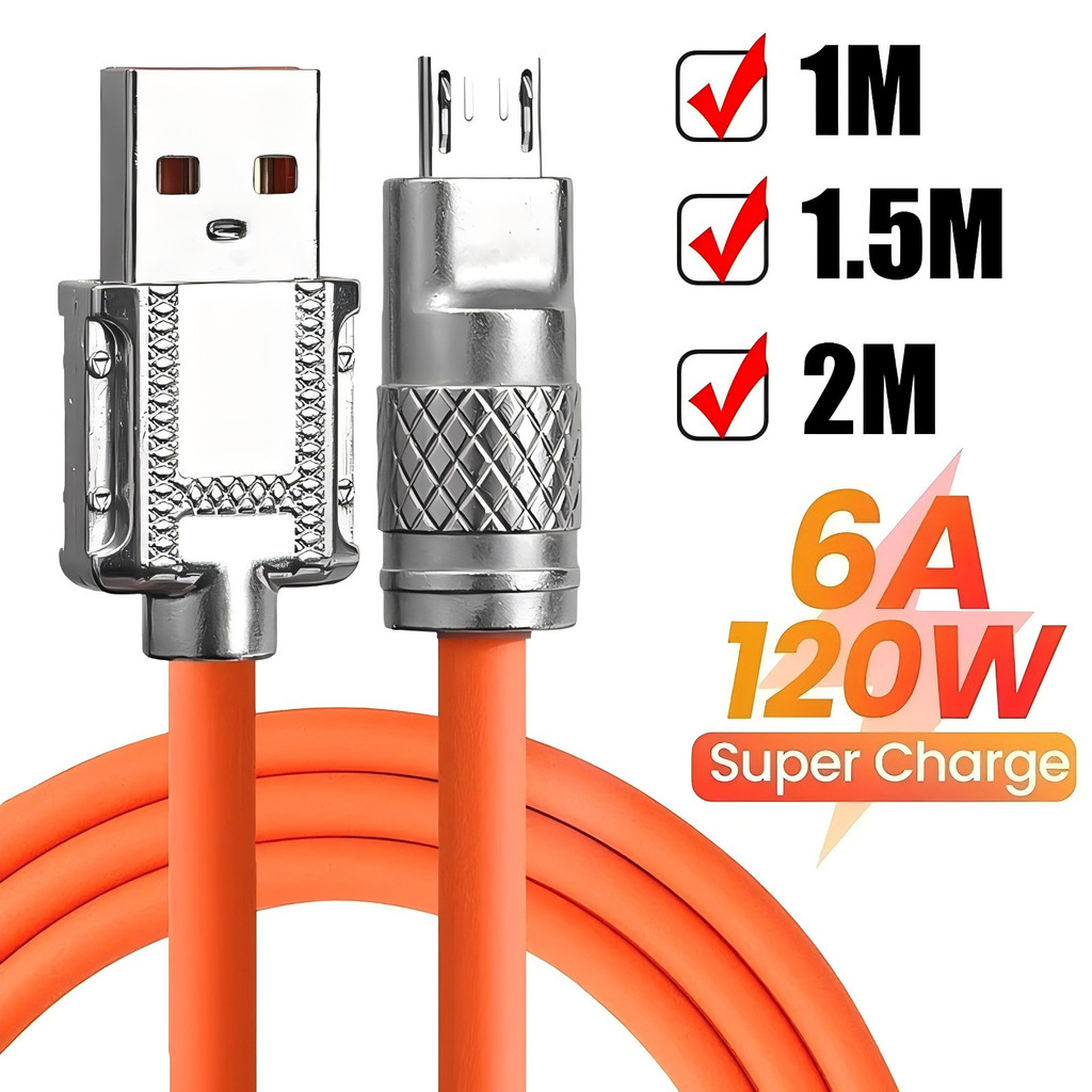 สายชาร์จเร็ว 120W 6A / สายโทรศัพท์มือถือ Micro USB โลหะผสมสังกะสี / สายเคเบิลข้อมูลเครื่องชาร์จ Android Fast