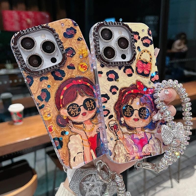 เคสซีรีส์เคส iPhone เหมาะสําหรับเคส iPhone 16promax 14plus 14promax 15promax 16pro 15pro 14pro 12pro 16 15 14 13 12 11 ปลอก happy good luck Girl เคสการ์ตูน
