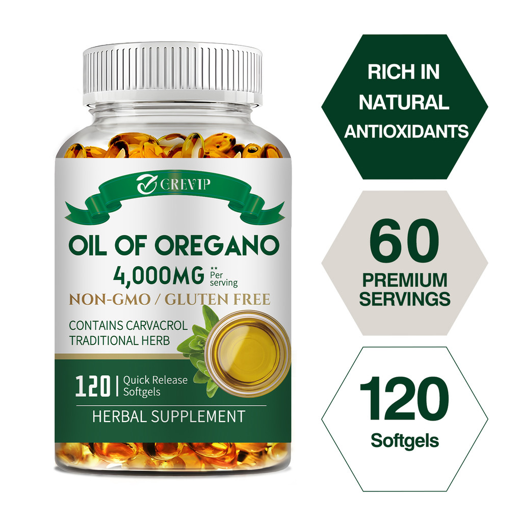 Greep OREGAN OIL EXTRACT 4,000MG | Maximum POTENCY | Non-gmo & GLUTEN-FREE FORMULA | คอนtains CARVACOL
