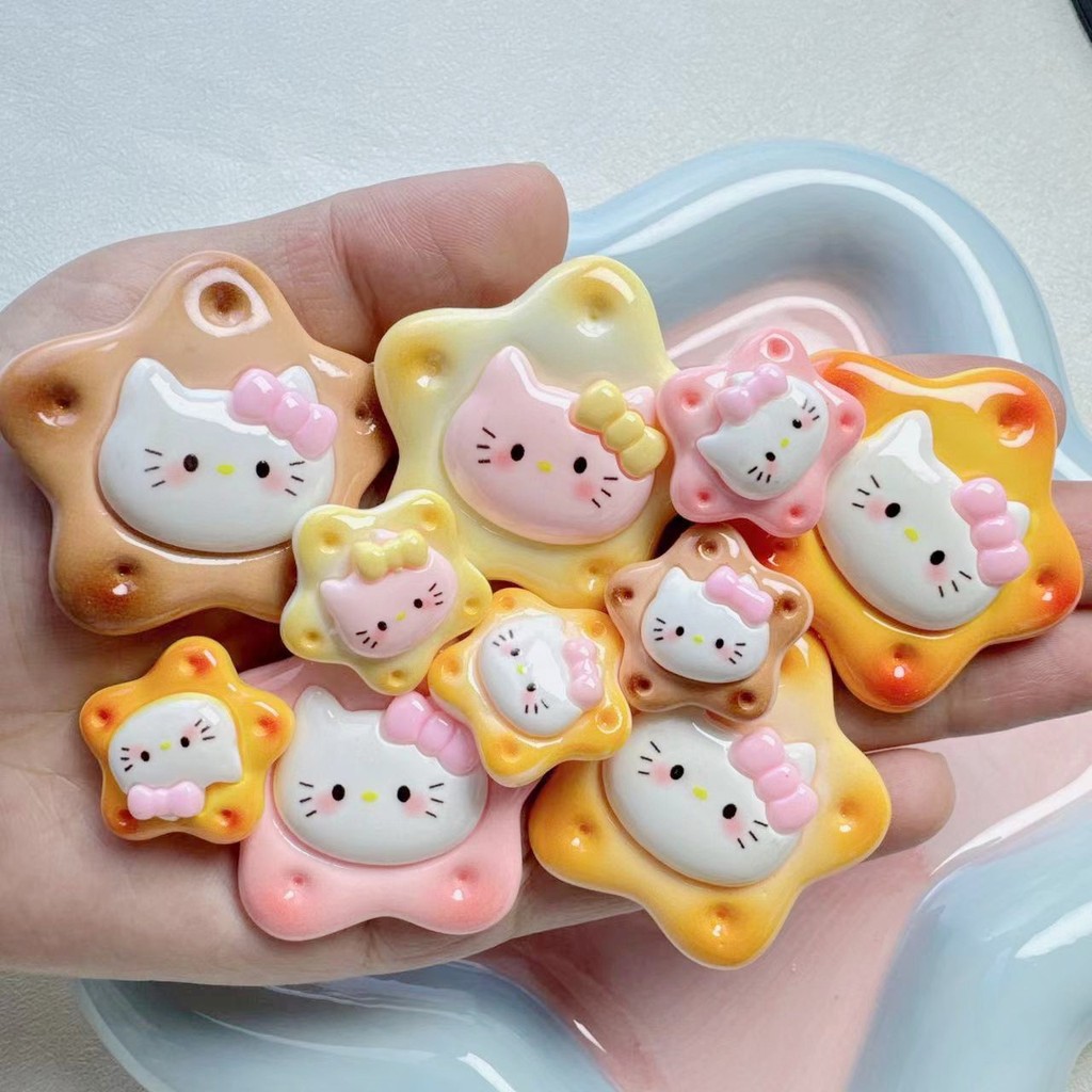 10ชิ้น/แพ็คสดใสการ์ตูนแมวดาวบิสกิตวัสดุ ทําเอง สําหรับกิ๊บรองเท้าหัวเข็มขัดกรณีโทรศัพท์ตกแต่ง