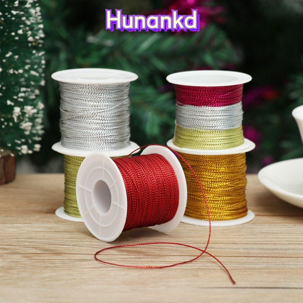 Huan 20/100 เมตรสร้อยข้อมือริบบิ้นสายรัดคริสต์มาสทําทองเงินสีแดง DIY Tying เชือกด้ายบรรจุภัณฑ์