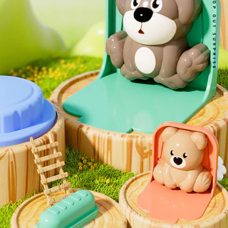 กล่องของเล่นรูปสัตว์ Montessori Interactive สัตว์ของเล่นปุ่มยืดหยุ่นของเล่นการ์ตูนสัตว์ Pop-up
