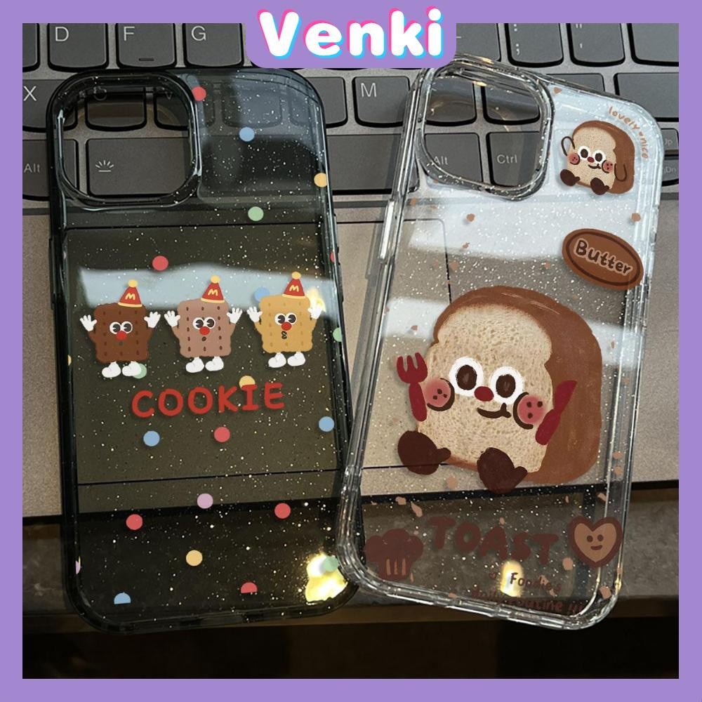 Venki - เคส iPhone 16 Pro Max iPhone 11 เคสใสแบบแวววาว TPU นุ่มสีสันสดใส ตุ๊กตาคุกกี้สีสันสดใสน่ารัก Compatible iPhone15 Pro max 14 13 12 Pro max XS XR 7 Plus 8 Plus