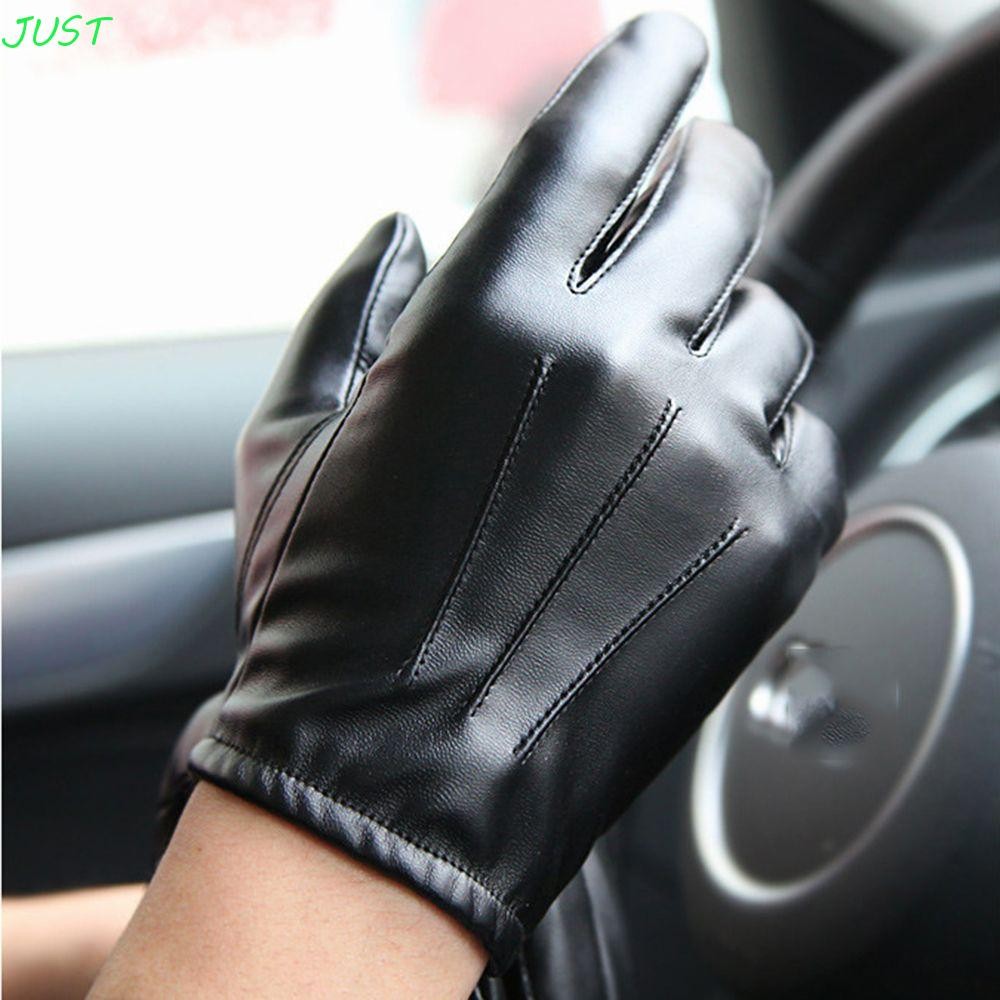 Just Men หนัง Mittens แฟชั่นที่ไม่ซ้ํากัน Velet Keep Warm Outdoors ชายหน้าจอสัมผัสถุงมือ