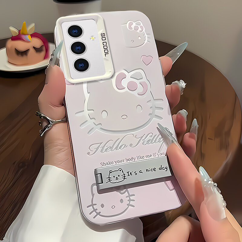 Case สำหรับ Samsung Galaxy s24ultra s23fe s23ultra s22ultra s21fe 5กรัม H ello K Itty แบบซ่อนยืน/S23