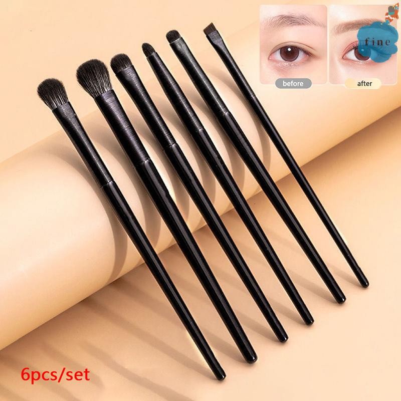[FI] 6pcs แปรงแต่งหน้าตาชุด Professional Soft Contouring อายแชโดว์อายไลเนอร์คิ้วแปรงผู้หญิงความงามบนใบหน้าเครื่องมือเครื่องสําอาง GOOD