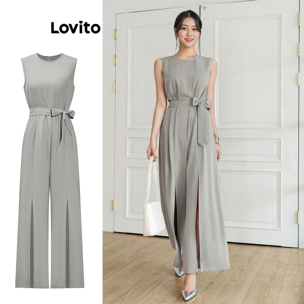 Lovito จั๊มสูทแยกส่วนแบบเรียบง่ายสบาย ๆ สำหรับผู้หญิง L95ED052