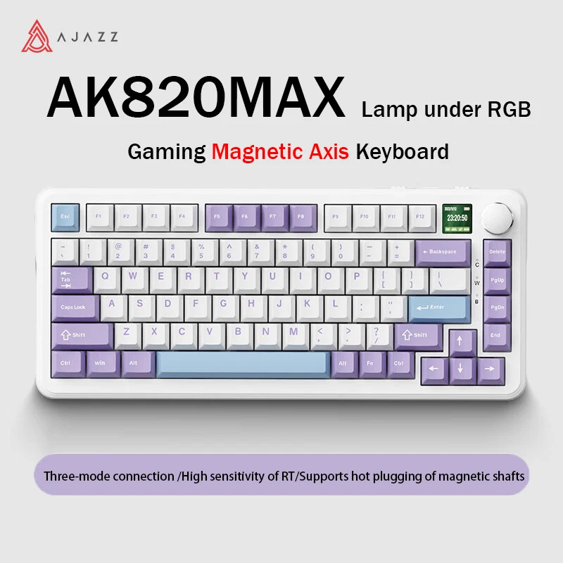 Ajazz AK820 MAX Magnetic Switch Mechanical Keyboard 8k Return Rate พร้อม Knob Display โครงสร้างปะเก็