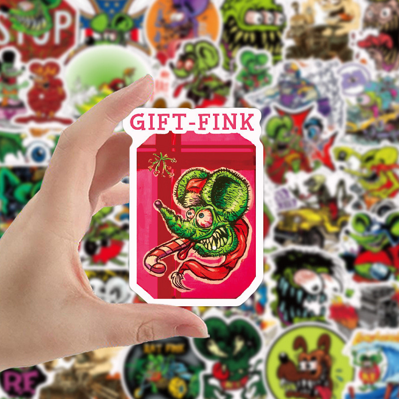 💥พร้อมส่ง💥 แรทฟิงค์ RAT FINK sticker สติกเกอร์กันน้ำรูปแบบที่แตกต่างกัน 50ชิ้น