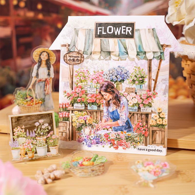 Journal Go 20 ชิ้นขนาดเล็ก Town Street Stores ความงามสติกเกอร์การ์ตูน Decal สําหรับ Scrapbooking Pla