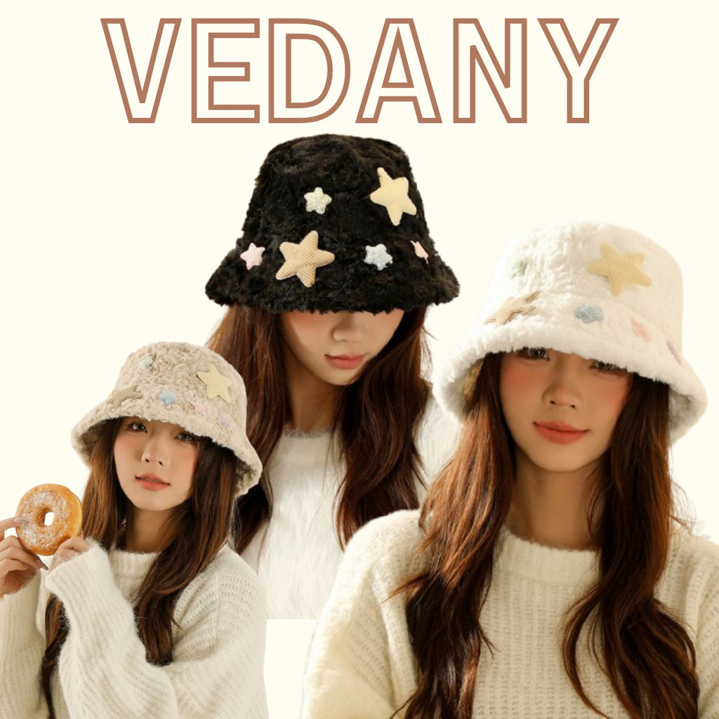 FUR BUCKET Fluffy หมวกบักเกต ขนนุ่ม หมวกกันหนาวผู้หญิง พร้อมส่ง VDN-H-Star