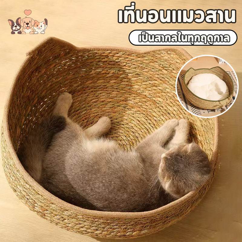 เบาะนอนแมว ที่นอนแมวสาน การทอฟาง ซักได้ รังแมว สุนัข แมว สไตล์มินิมอล สไตล์มินิมอล