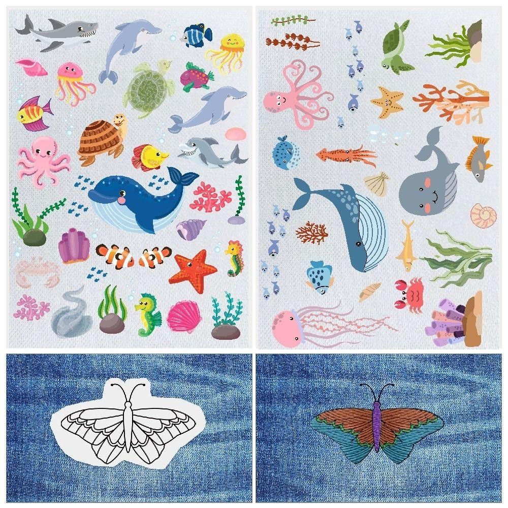 พรีวา 2แผ่นเย็บเย็บปักถักร้อยกระดาษ,ดอกไม้และมหาสมุทรออกแบบ ทําเอง กระดาษที่ละลายน้ําได้ที่มีสีสัน,อุปกรณ์เย็บผ้าที่ทําด้วยมือมือเย็บงานฝีมือมือจั - รูปที่ 3