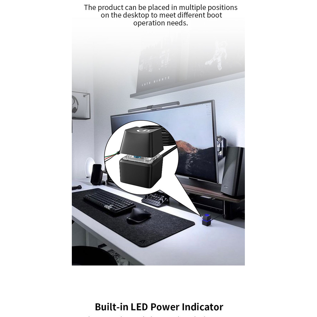 คอมพิวเตอร์เดสก์ท็อปสวิทช์ 1.8 เมตรสีฟ้า LED PC เมนบอร์ดภายนอกเริ่มต้นเปิดปุ่มสายต่อสําหรับ Home Office