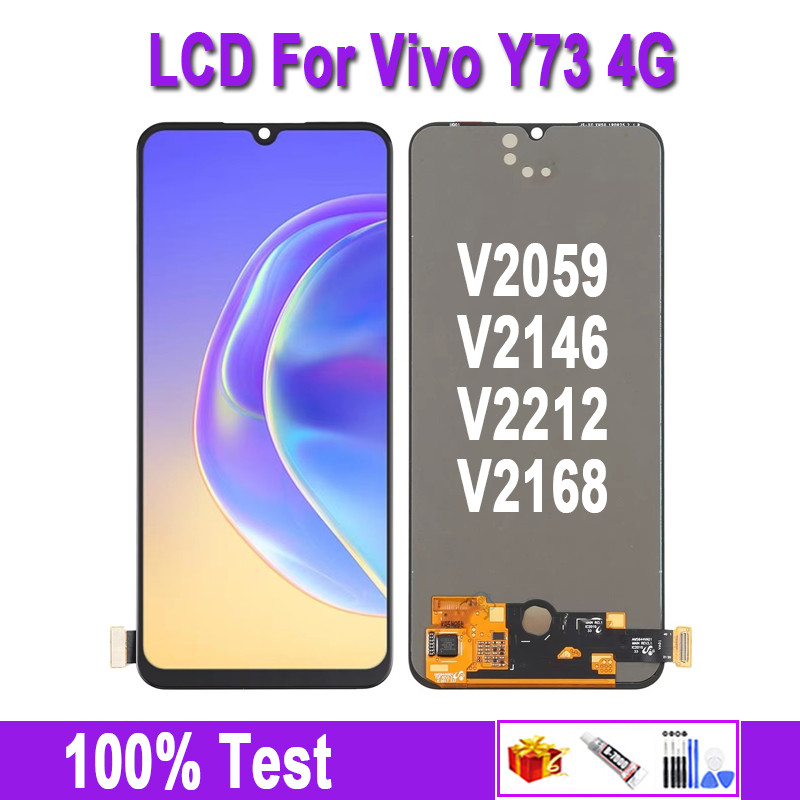 หน้าจอ LCD OLED ขนาด 6.44 นิ้ว สำหรับ VIVO Y73 4G หน้าจอสัมผัสสำหรับ V2059, V2146, V2212, V2168 ดิจิ