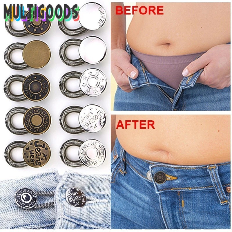 กางเกงยีนส์พร้อมตัวขยายเอวแบบปรับได้ โลหะ 17 มม., การขยาย 2-3 ซม. สวมใส้ง่าย