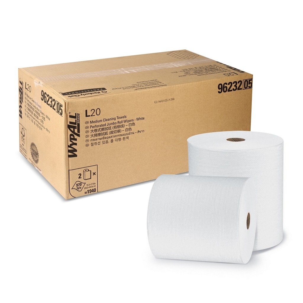 KIMBERLY CLARK กระดาษอุตสาหกรรม สีขาว รุ่น 9623202 Wypall L20 Jumbo Roll Wiperd ยาว 970 เมตร/ม้วน (บ