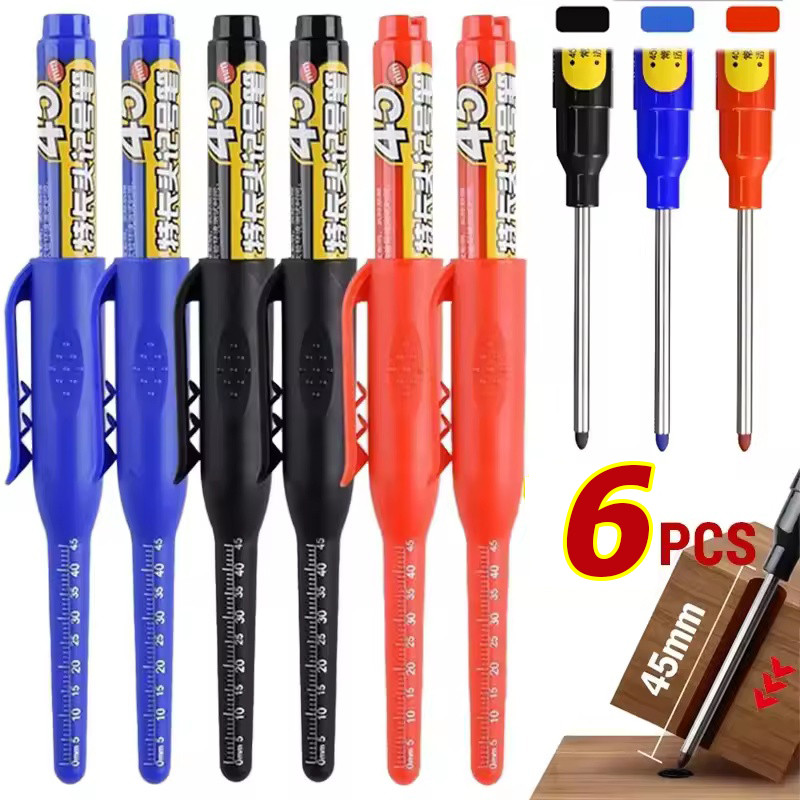 1-6 ชิ้น Multi-Surface รีฟิล Deep Hole Marker ปากกา - 45 มม.ยาวหัวช่างไม้ปากกา - งานไม้เครื่องมือ
