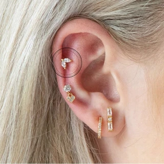 Papaozhu เกาหลี 14K Gold Mini คริสตัลหัวใจสกรูต่างหูผู้หญิง Hypoallergenic เจาะหู Studs เครื่องประดับของขวัญ