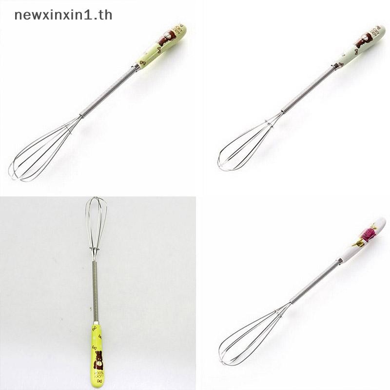 *NT* Chic ใหม่ Handle Whisk เครื่องผสมครัวสแตนเลสทรงกลม Wire Egg Beater {T}