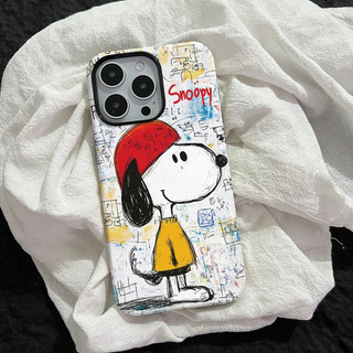 เคสโทรศัพท์ Sketch Snoopy 2-in-1 เข้ากันได้กับ iPhone 15 Pro Max, Apple 16 14 Plus 11/12/13 Pro Max, เคสป้องกันกันกระแทกใหม่