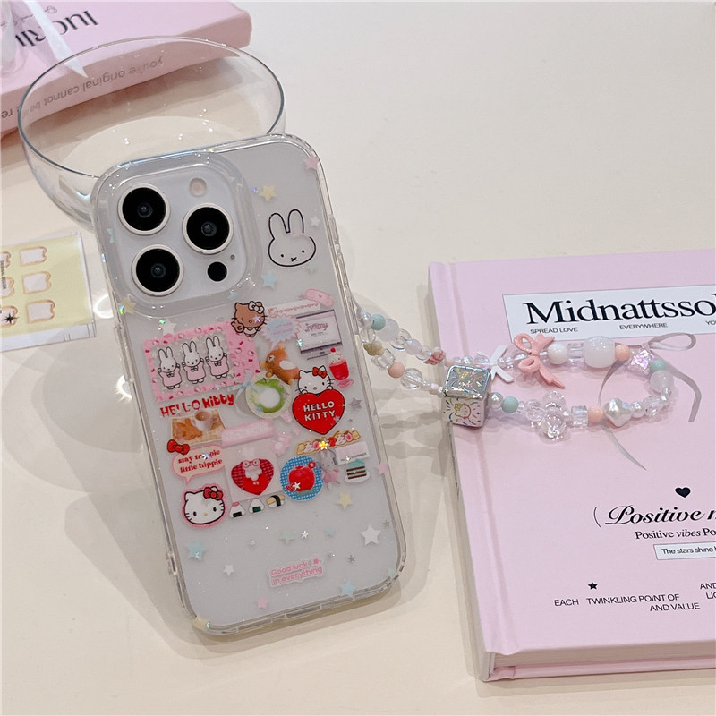 Phone 16 Pro Max 15 Pro Max Bunny cat ลายวัสดุ TPU เคสโทรศัพท์กระบวนการ IMD