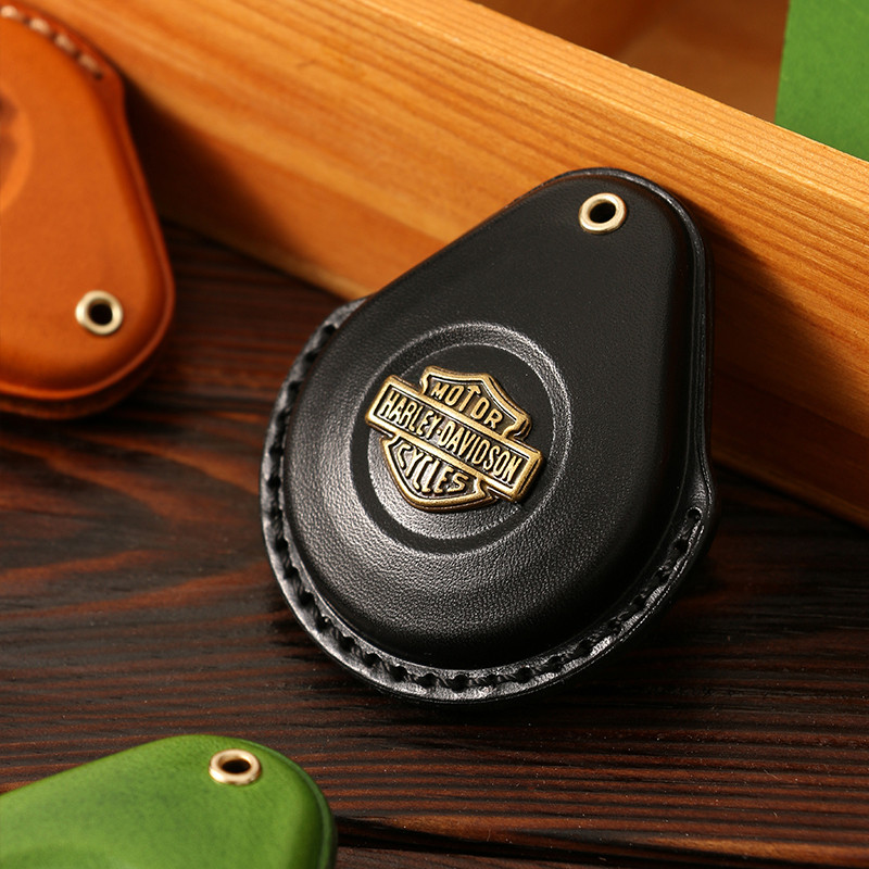 เหมาะสําหรับพวงกุญแจเซ็นเซอร์ Harley Fat Boy X48 Street Fighter 883 Glider Cowhide ฝาครอบกุญแจรถจักร