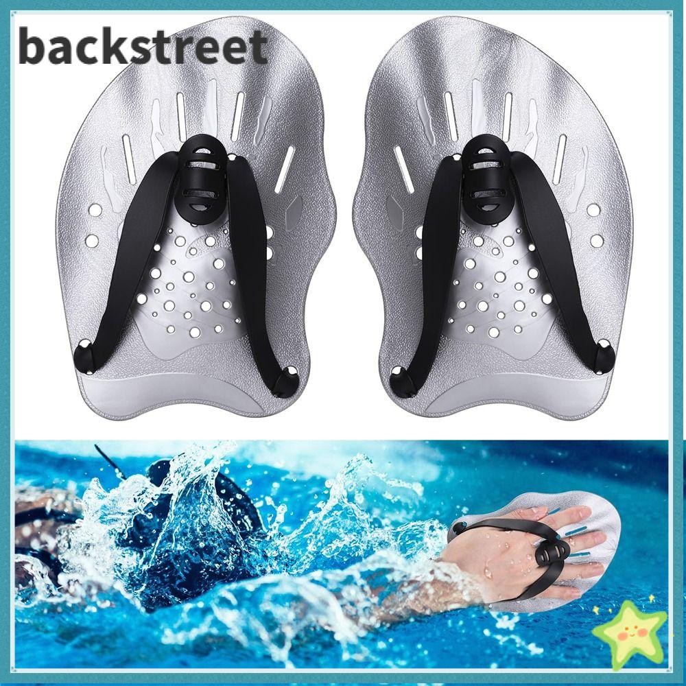 BACKSTAGE Swim Paddles, Adult & Junior Adjustable Straps Swim Training Hand Paddles, Swimming Gear P
