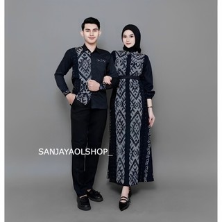Baju Tenun Couple Belvia Black Couple Tenun, Belvia Dress Kondangan Ethnic, Belvia Black Couple Baju Kondangan, Couple Prewed, Kemeja Panjang Tenun, Dress Tunangan Ethnic, Baju Couple Tenun Troso Premium Simple Ethnic