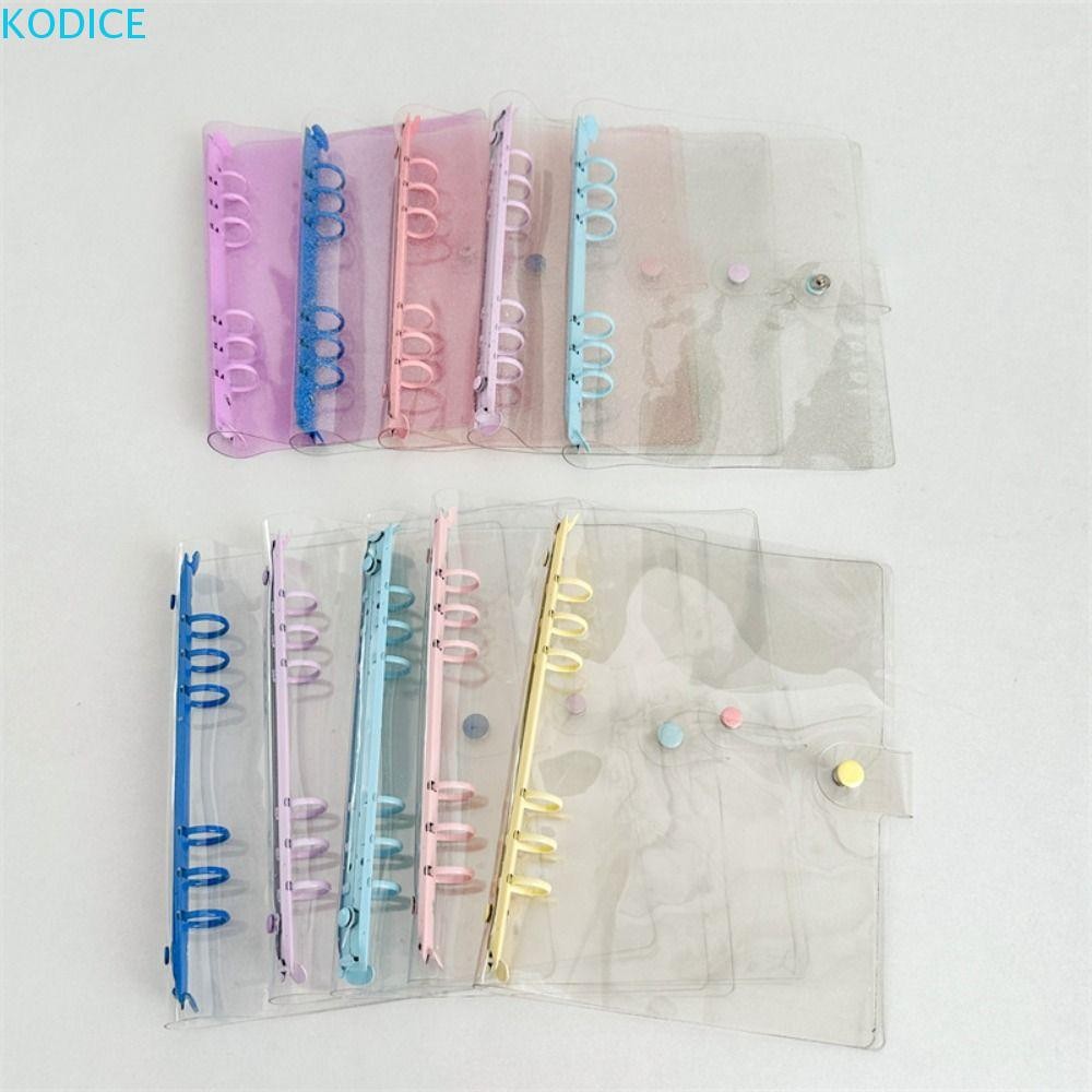 KODICE A5 Binder, PVC และโลหะโปร่งใสหลวมโน้ตบุ๊ค,แบบพกพาหลายสี 6 หลุมกันน้ํา Photocards ผู้ถือไดอารี่