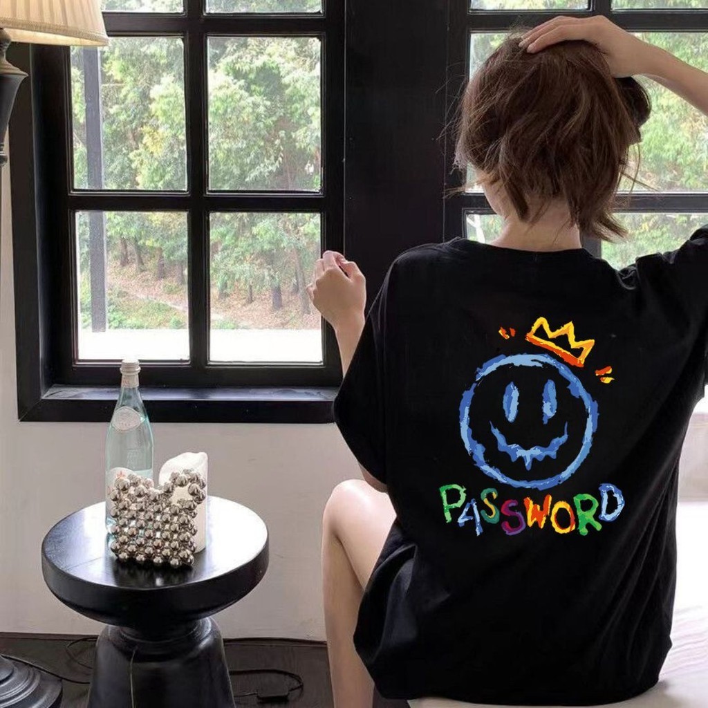 yout-trend🔥 พร้อมส่ง ผู้หญิง เสื้อยืด oversize สไตล์เกาหลี ผ้าฝ้ายแท้ใส่สบาย ไม่แตกเมื่อซัก PASSWORD