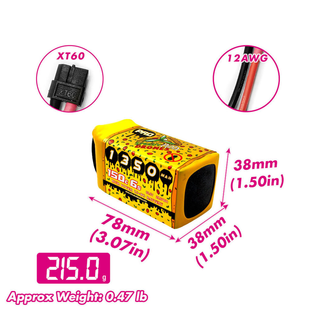 CNHL FPV Battery 22.2V 6S Speedy Pizza Series Pro & Black Series 1200-1500mAh 120C-150C Lipo with XT60 Plug