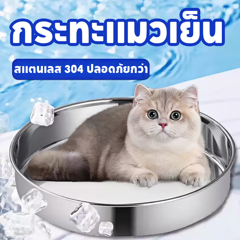 กระทะแมวเย็น Pet Bed ที่นอนแมวเย็น กระทะแสตนเลสเย็นสำหรับสัตว์เลี้ยง ฤดูร้อน แผ่นเย็นแมว