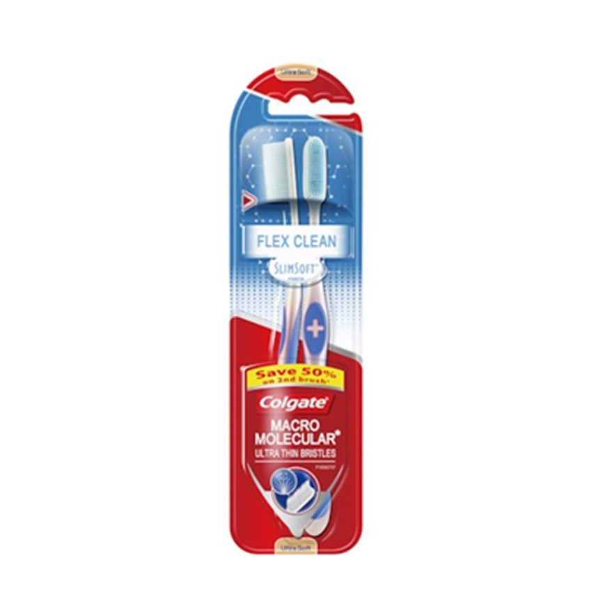 คอลเกต แปรงสีฟัน สลิมซอฟท์ เฟล็กซ์คลีน (แพ็ค 2ชิ้น) COLGATE SLIM SOFT FLEX CLEAN PACK 2 PCS.