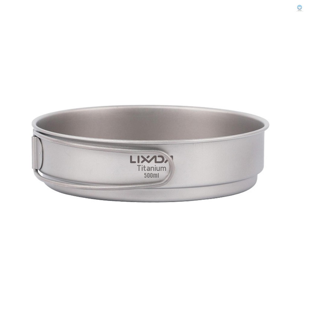 Lixada Ultralight Titanium Frypan Outdoor Camping Hiking Backpacking กระทะทําอาหารพร้อมที่จับพับได้